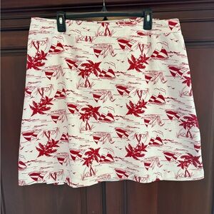 Talbots Red and White Coastal Resortwear Sailboat Summer Skirt 18-20-22W 1X-2X